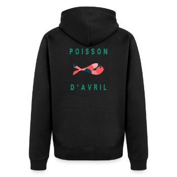 FISH. SARDINE. APRIL FOOL. SEA. OCEAN - Unisex Premium Organic Zip Hoodie - black - Back - Nico (187cm)