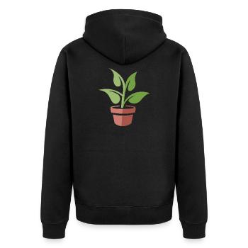 Topfpflanze als Symbol - Cartoon und Comic Natur - Unisex Premium Bio Zip Hoodie - Schwarz - Hinten - Nico (187cm)