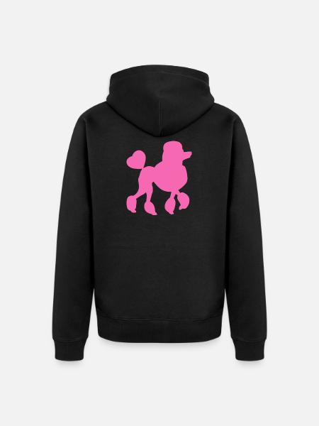 Puddel Hund Kjærlighet Kjæledyr Dyr Kjærlighet Rosa Hjerte - Premium økologisk unisex-hettejakke - svart