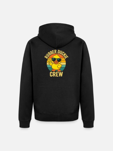 Rubber Duckie Crew Sunglasses Illustration - Unisex Premium Organic Zip Hoodie - black