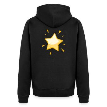 Glänzender Cartoon Stern – Fröhliches goldenes Design - Unisex Premium Bio Zip Hoodie - Schwarz - Hinten - Nico (187cm)
