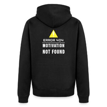 Motivation nicht gefunden - Unisex Premium Bio Zip Hoodie - Schwarz - Hinten - Nico (187cm)