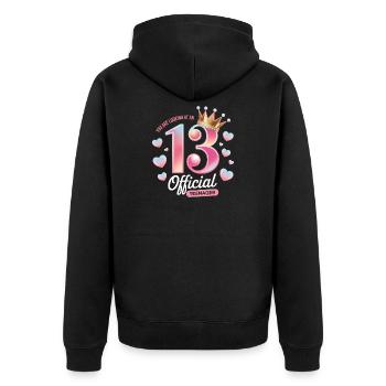 13th birthday teenager gift - Unisex Premium Organic Zip Hoodie - black - Back - Nico (187cm)