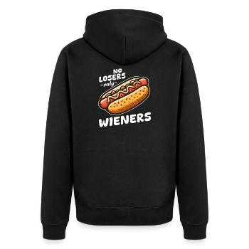 Hot dog No Losers Wieners - Unisex Premium Organic Zip Hoodie - black - Back - Nico (187cm)
