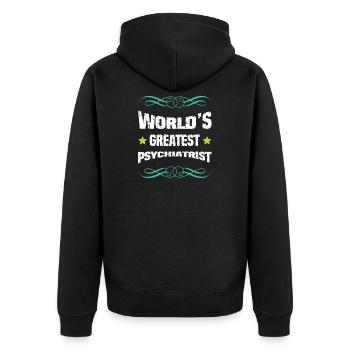 Weltbester Psychiater - Unisex Premium Bio Zip Hoodie - Schwarz - Hinten - Nico (187cm)