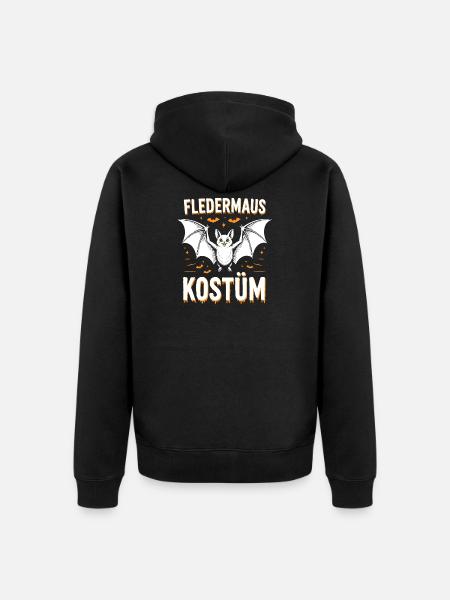 Fledermaus Kostüm Halloween Karneval - Unisex Premium Bio Zip Hoodie - Schwarz