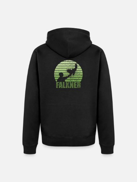 Falkner Grunge Style mit Greifvogel - Unisex Premium Bio Zip Hoodie - Schwarz
