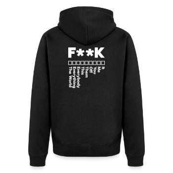 f**k it – rebellious statement design for the brave - Unisex Premium Organic Zip Hoodie - black - Back - Nico (187cm)