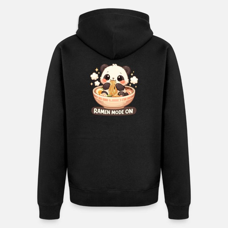Ramen Panda Mode On - Unisex Premium Organic Zip Hoodie - black