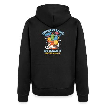 Lustiges Putzen Design - Unisex Premium Bio Zip Hoodie - Schwarz - Hinten - Nico (187cm)