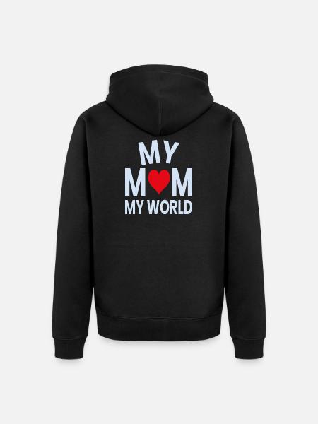 Meine Mama Mein Weltherz - Unisex Premium Bio Zip Hoodie - Schwarz