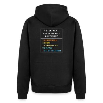 Veterinarian, Receptionist, Veterinarian, Secretary - Unisex Premium Organic Zip Hoodie - black - Back - Nico (187cm)