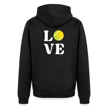 Tennis-Liebhaber - Unisex Premium Bio Zip Hoodie - Schwarz - Hinten - Nico (187cm)