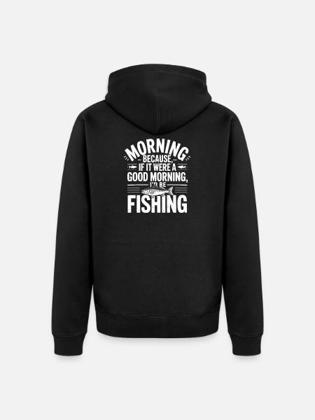 Morgenfisch-Zitat-Abschlag - Unisex Premium Bio Zip Hoodie - Schwarz