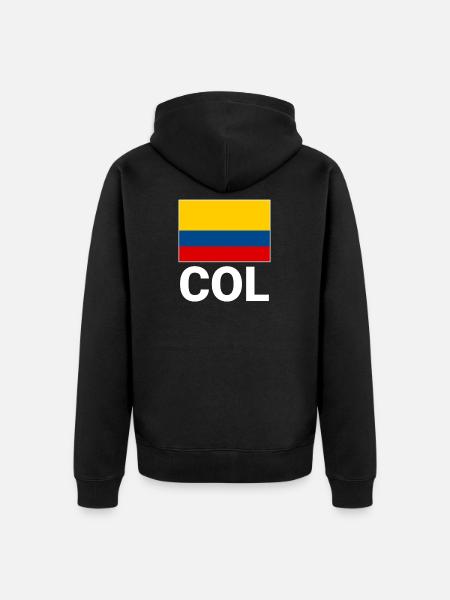 Colombia flag with abbreviation COL - Unisex Premium Organic Zip Hoodie - black