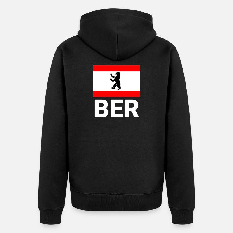 Drapeau de Berlin avec abréviation BER - Veste à capuche bio Premium Unisexe - noir