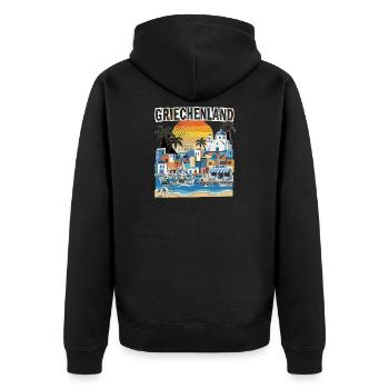 Griechenland Urlaub Vintage Strand - Unisex Premium Bio Zip Hoodie - Schwarz - Hinten - Nico (187cm)