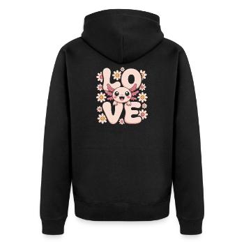 Monstre de marguerites d’amour pastel - Veste à capuche bio Premium Unisexe - noir - Dos - Nico (187cm)
