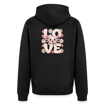 Love Daisy Bloom Kawaii Axolotl - Unisex Premium Organic Zip Hoodie - black - Back - Nico (187cm)