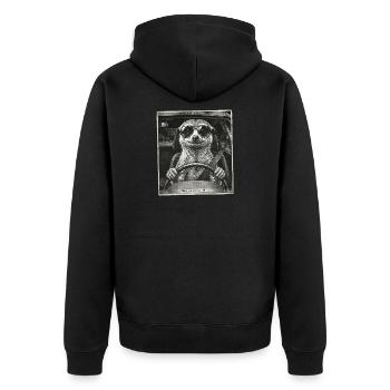 Meerkat Flashed - Unisex Premium Organic Zip Hoodie - black - Back - Nico (187cm)