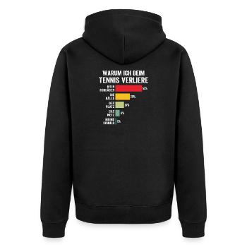 warum ich beim tennis verliere  - Unisex Premium Bio Zip Hoodie - Schwarz - Hinten - Nico (187cm)