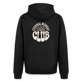 Emerald Monday Club Logo - Unisex Premium Organic Zip Hoodie - black - Back - Nico (187cm)