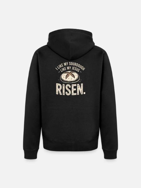 Sourdough Jesus Risen Bread Tee - Unisex Premium Organic Zip Hoodie - black