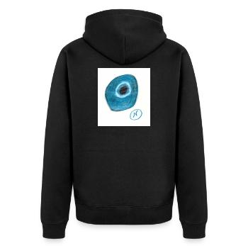 Blue_magic_eye - Unisex Premium Bio Zip Hoodie - Schwarz - Hinten - Nico (187cm)