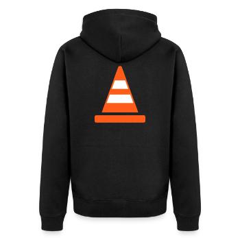 Traffic Cone Safety Line Icon Road Warning Symbol - Unisex Premium Organic Zip Hoodie - black - Back - Nico (187cm)
