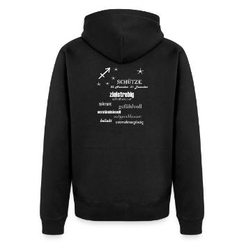 Schütze_Sternzeichen - Unisex Premium Bio Zip Hoodie - Schwarz - Hinten - Nico (187cm)