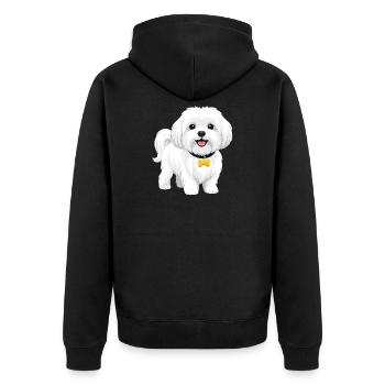 Maltese - Unisex Premium Organic Zip Hoodie - black - Back - Nico (187cm)