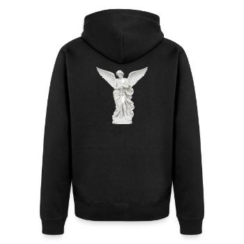 Himmlischer Schutzengel mit Schwert - Unisex Premium Bio Zip Hoodie - Schwarz - Hinten - Nico (187cm)