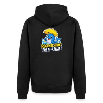 Wal mit Regenschirm für alle Fälle Regen Humor - Unisex Premium Bio Zip Hoodie - Schwarz - Hinten - Nico (187cm)