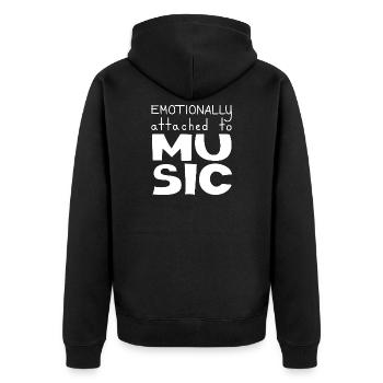 Emotionally Attached To Music, White - Unisex Premium Organic Zip Hoodie - black - Back - Nico (187cm)