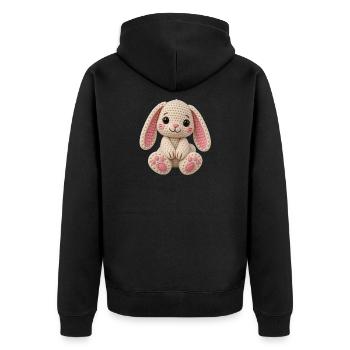 Kuscheliger Häkelhase - Unisex Premium Bio Zip Hoodie - Schwarz - Hinten - Nico (187cm)