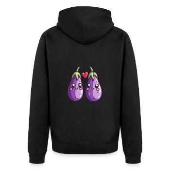 Aubergine Couple Amour Coeur Saint Valentin - Veste à capuche bio Premium Unisexe - noir - Dos - Nico (187cm)