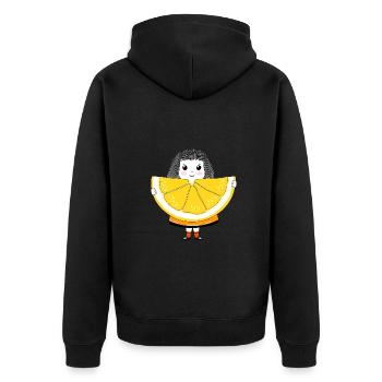 Fille et Orange - Veste à capuche bio Premium Unisexe - noir - Dos - Nico (187cm)