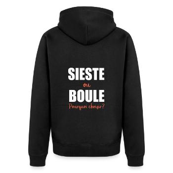 Humour Homme sieste et boule pétanque - Veste à capuche bio Premium Unisexe - noir - Dos - Nico (187cm)