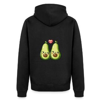 Avokado Paar Liebe Herz Valentinstag - Unisex Premium Bio Zip Hoodie - Schwarz - Hinten - Nico (187cm)