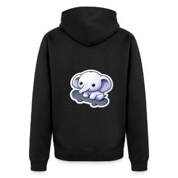 Cute baby elephant with skateboard Elephant mom - Unisex Premium Organic Zip Hoodie - black - Back - Nico (187cm)