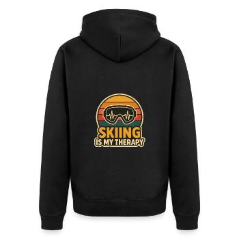 Skiing My Therapy Vintage Skier Skier Skier Sport - Unisex Premium Organic Zip Hoodie - black - Back - Nico (187cm)