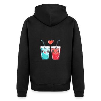 Boisson gazeuseCouple Love Drink Coeur Saint-Valentin - Veste à capuche bio Premium Unisexe - noir - Dos - Nico (187cm)