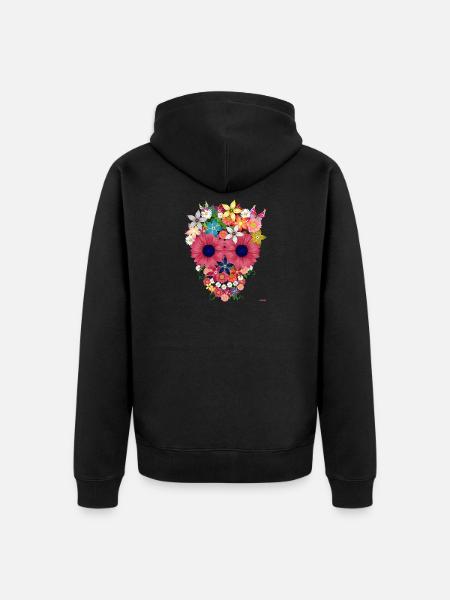 skull flowers by wam - Unisex Premium Organic Zip Hoodie - black