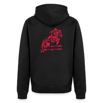 Reiten Reiter Springen - Unisex Premium Bio Zip Hoodie - Schwarz - Hinten - Nico (187cm)