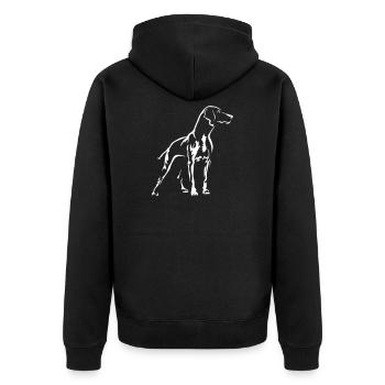 Magyar Vizsla "Black Edition" - Unisex Premium Bio Zip Hoodie - Schwarz - Hinten - Nico (187cm)