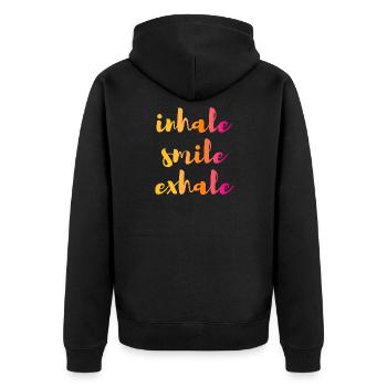Yoga Quote Inhale Inhale Exhale Gradient om - Unisex Premium Organic Zip Hoodie - black - Back - Nico (187cm)
