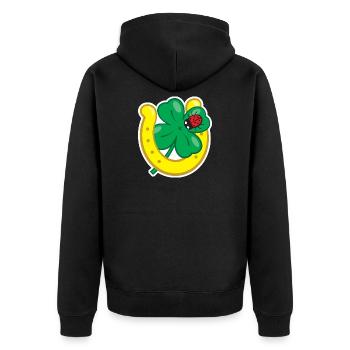 Lucky charm with cloverleaf horseshoe & ladybug - Unisex Premium Organic Zip Hoodie - black - Back - Nico (187cm)