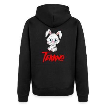 TEKKNO HARDTEKK TEKK TEKKE Süßer hase - Unisex Premium Bio Zip Hoodie - Schwarz - Hinten - Nico (187cm)
