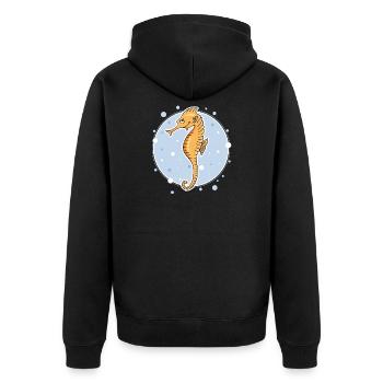 Sea horse - Unisex Premium Organic Zip Hoodie - black - Back - Nico (187cm)