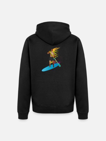 Stand up -melonta - Mies melalaudalla - Premium unisex luomu-huppari vetoketjulla - musta